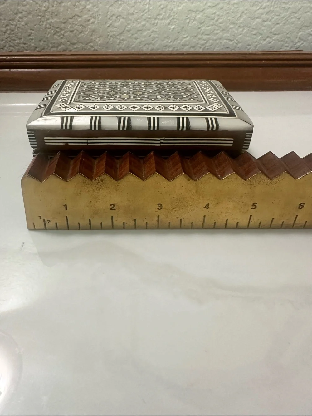 Small Handcrafted Black and White Inlay Decorative Box